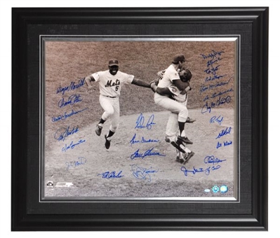 1969 New York Mets Team-Signed Framed and Matted 20” x 24” B/W Photo